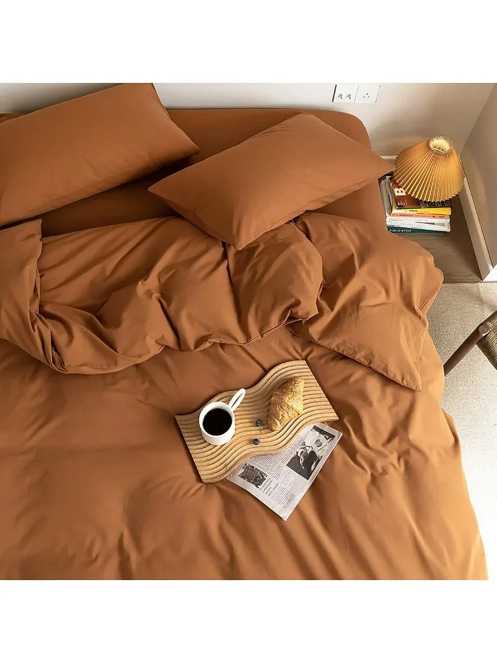 Cozy King Pumpkin Color Comforter Set - Soft Burnt Orange Bedding with 2